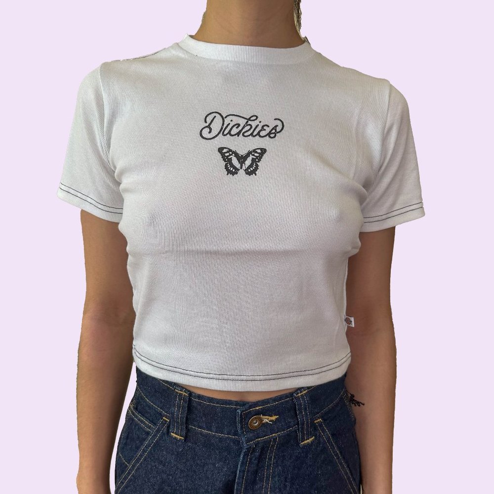 Women's Butterfly Graphic Cropped Baby T-Shirt